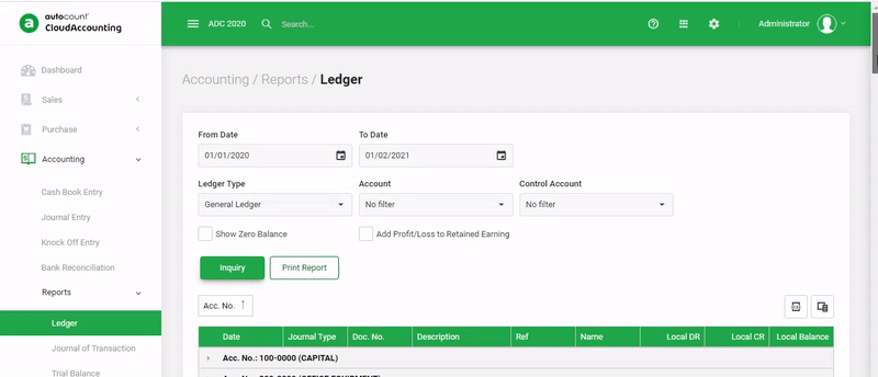 Informative Ledger Report|Singapore Cloud Accounting Software